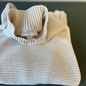 LOFT Cream Knit Pullover Large Chunky Sweater